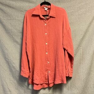 Vitamin A Men's Casual Coral Button-Down Shirt